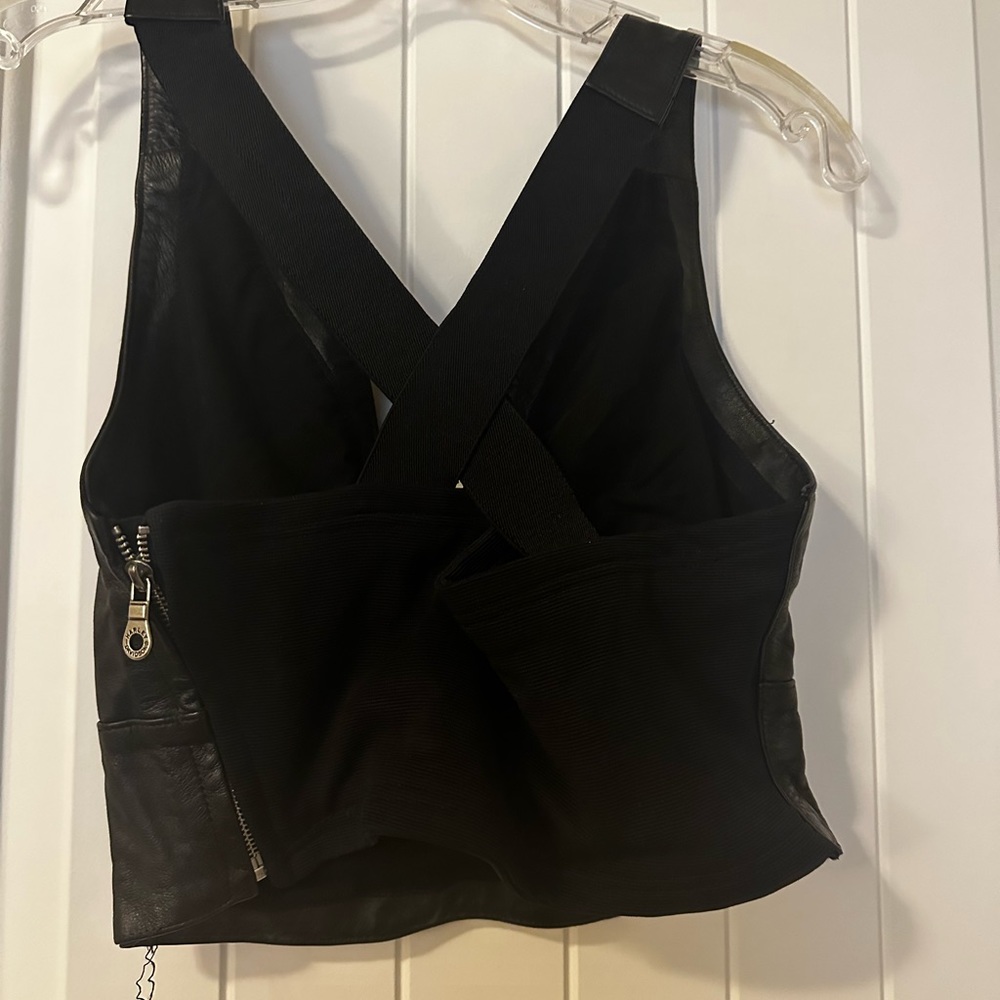 Harley Davidson Leather halter top with zipper side and cross straps in back